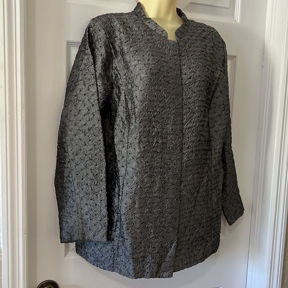 Soft by Avenue Silver Gray Textured Jacket Size 14/16 - Picture 2 of 12